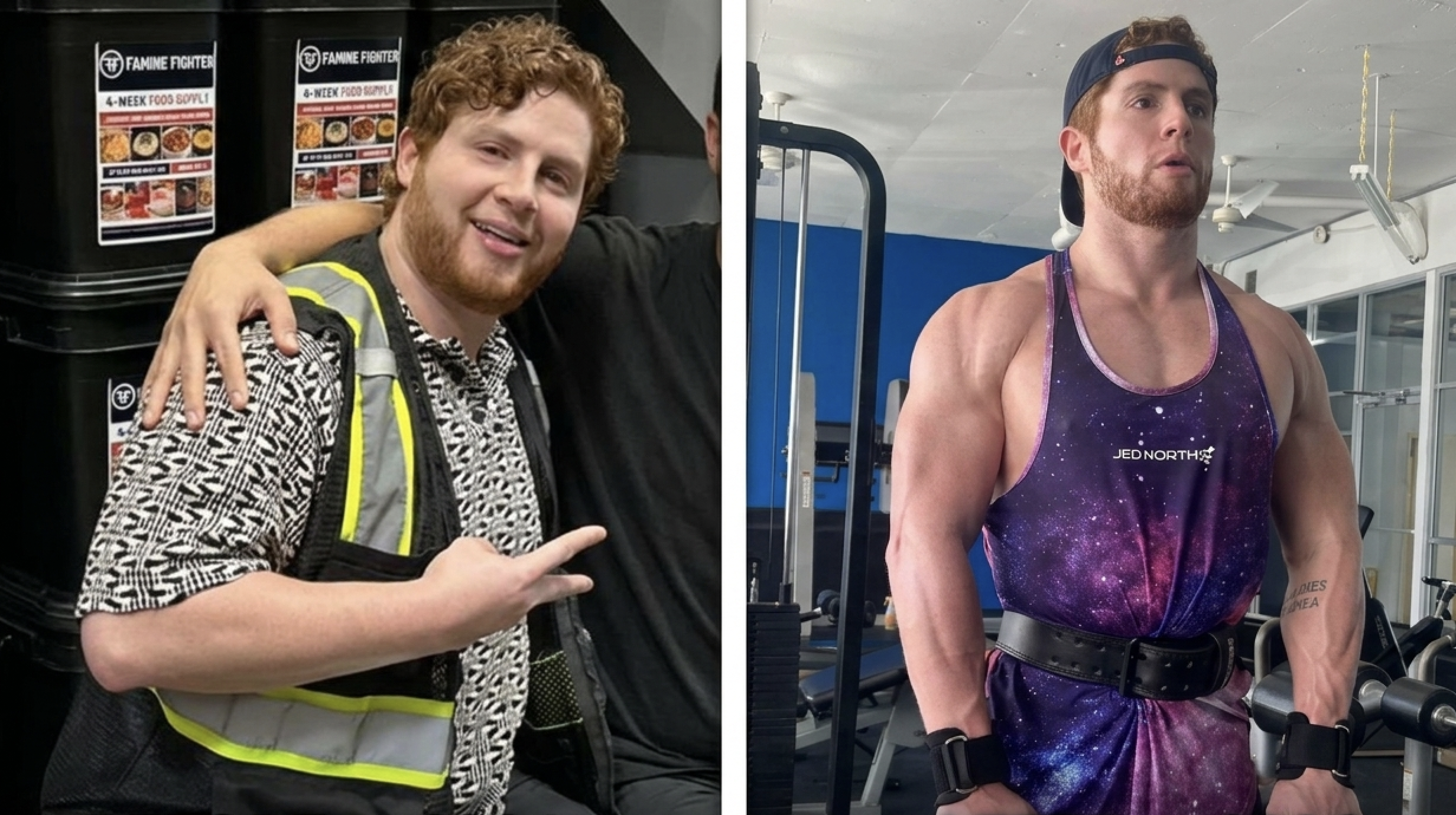 Julian Reyes before and after his transformation, 9 months apart